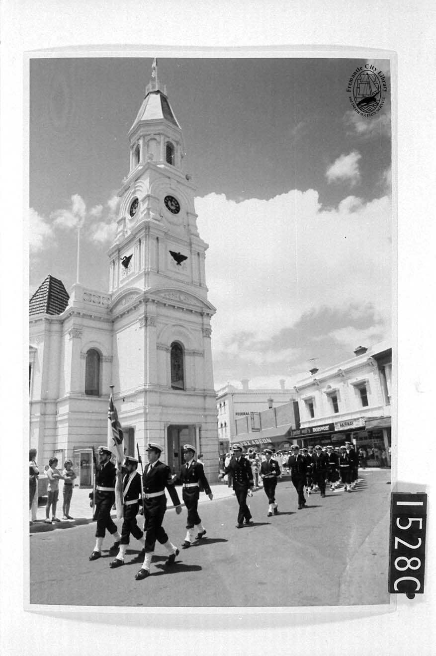 Parade passing the Town Hall