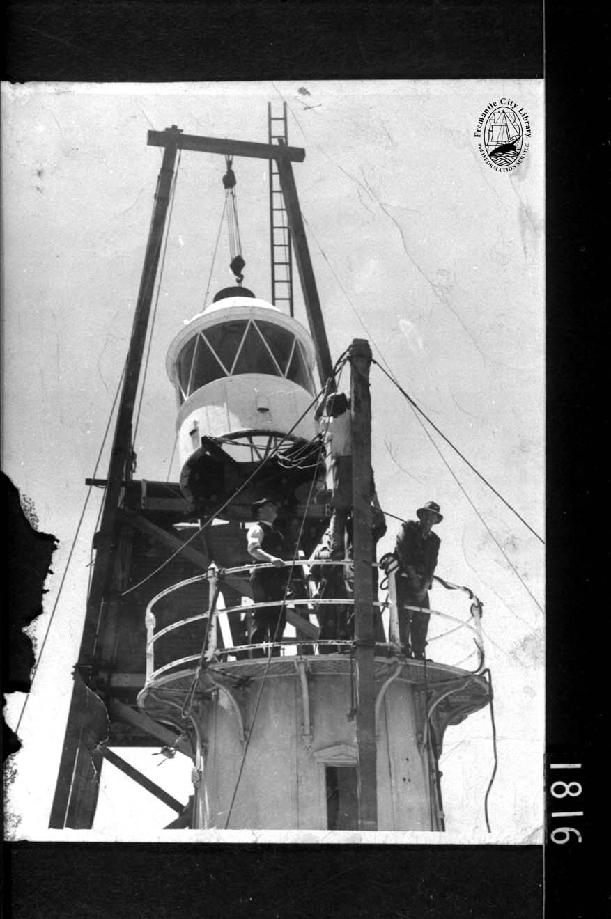 Removal of domes from lighthouse on the North Mole