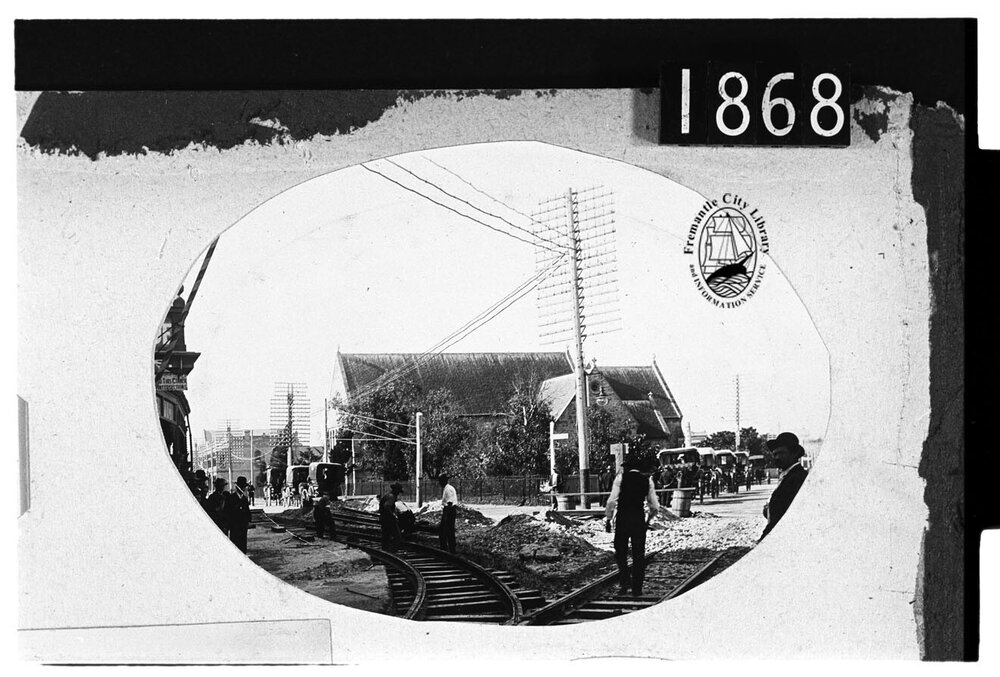 Tramway construction junction, Adelaide and High Streets