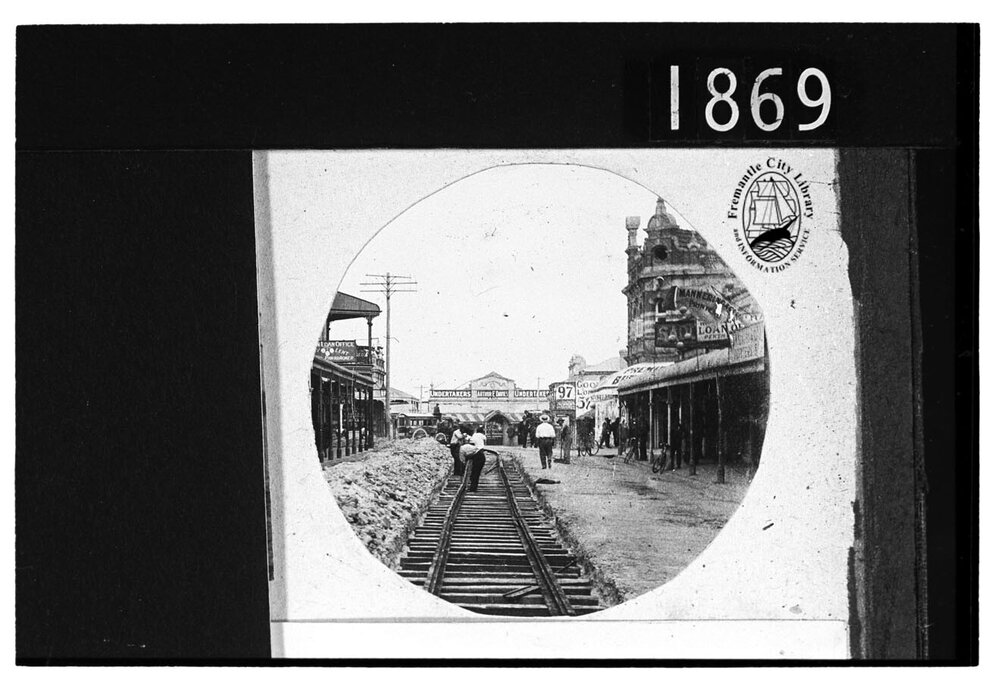 Tram track at Market Street and South Terrace corner