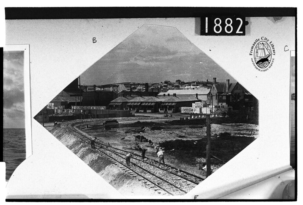 Tramway construction, Market and Phillimore Streets