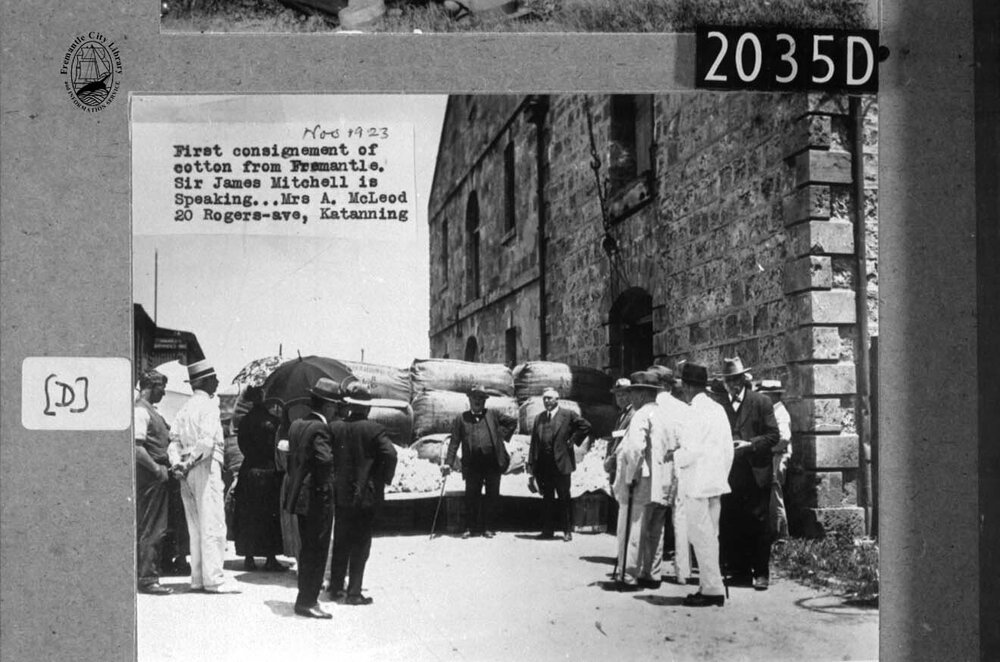 First consignment of cotton from Fremantle