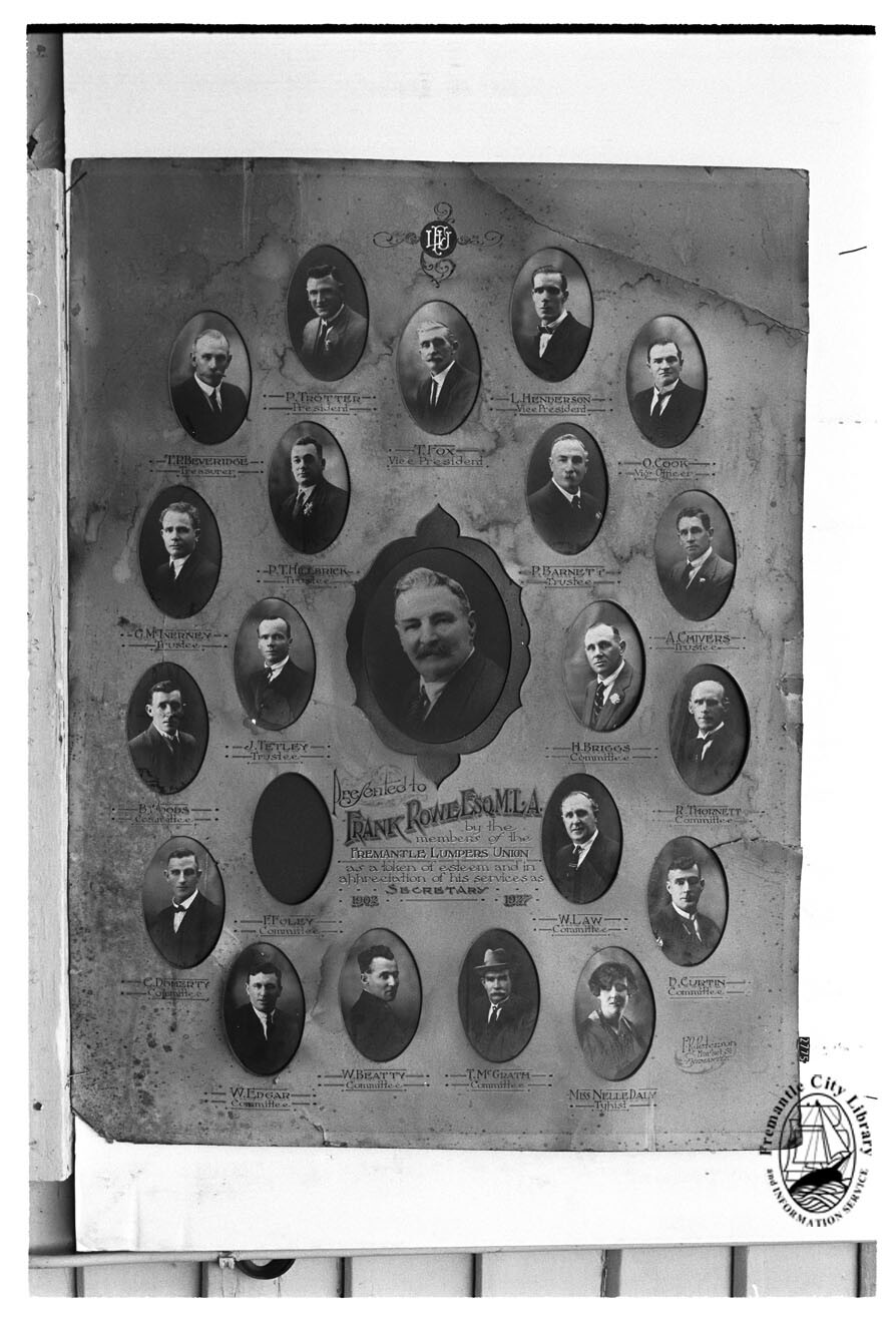 Certificate presented to Frank Rowe