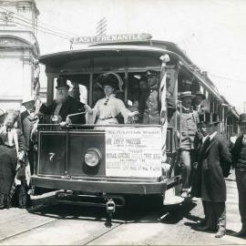 Mrs Samson starting the first tram