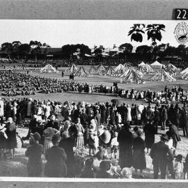 Crowd watching Maypole dance on Fremantle Oval