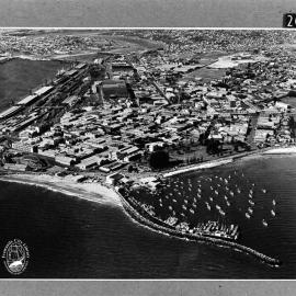 Aerial view of Fremantle from the South West showing Fishing Boat Harbour before extensions