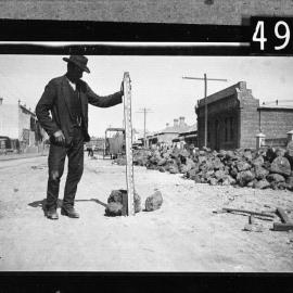 Foreman Bill Joslin at work in Cantonment Street, looking south west