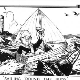 Cartoon: Sir Frederick Samson, Mayor of Fremantle, "Sailing around the buoy"
