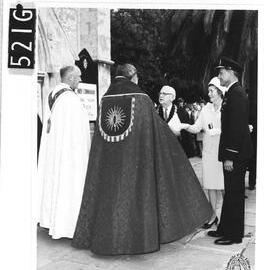Air Commodore S.W. Dallywater, O.B.E., representing the Royal Australian Air Force, with Mrs Dallywater