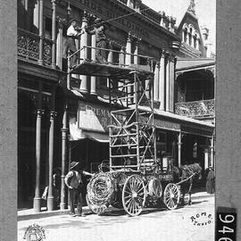Erecting a span wire in High Street