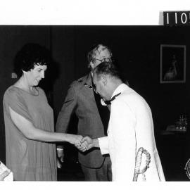 Captain Nei is presented to the Mayoress, Mrs Nina McKenzie