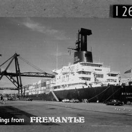 Container ship Botany Bay unloading at the port