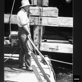 Diver below the wharf