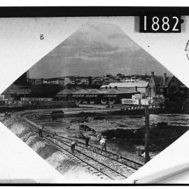 Tramway construction, Market and Phillimore Streets