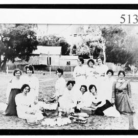 Girls from the Cabin Tea and Dining Rooms enjoying a picnic
