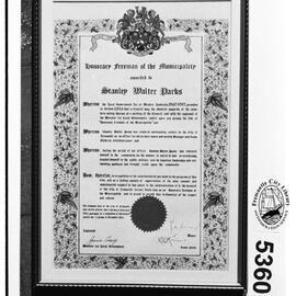 Certificate, Stanley Walter Parks