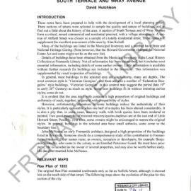 Research notes on buildings in Attfield St, South Terrace and Wray Avenue