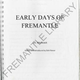 Early days of Fremantle: J.K. Hitchcock / edited and introduced by Bob Reece