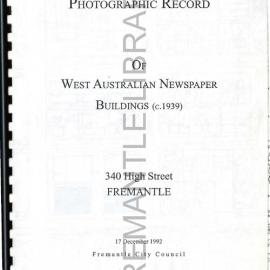 Photographic record of West Australian Newspaper buildings (c.1939) : 340 High Street, Fremantle