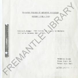 The history of lunacy in Western Australia between 1829-1903