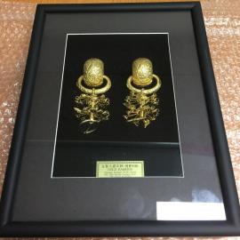 Framed Item - Two Gold earrings - Gyeongja Korea