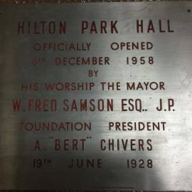 Plaque - Hilton Park Hall