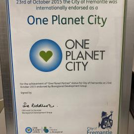 Framed Certificate – One Planet City