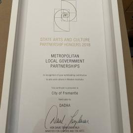 Framed Certificate – Metropolitan Local Government Partnerships
