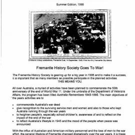 Fremantle History Society Newsletter 1995 Summer