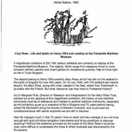 Fremantle History Society Newsletter 1995 Winter
