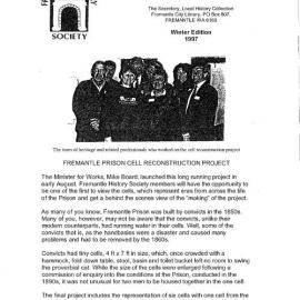 Fremantle History Society Newsletter 1997 Winter