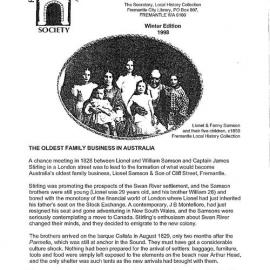 Fremantle History Society Newsletter 1998 Winter
