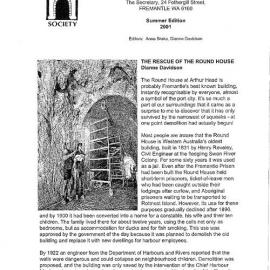 Fremantle History Society Newsletter 2001 Summer