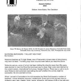 Fremantle History Society Newsletter 2002 Autumn