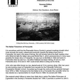 Fremantle History Society Newsletter 2003 Summer