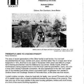 Fremantle History Society Newsletter 2003 Autumn