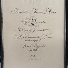 Framed Certificate – Australian Tourism Award