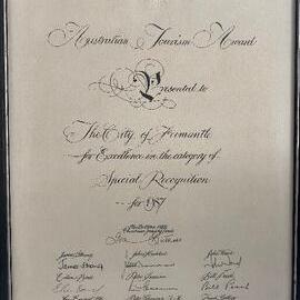 Framed Certificate – Australian Tourism Award