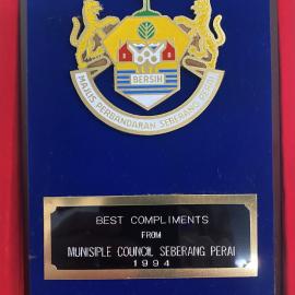 Sister City - Seberang Perai - Plaque