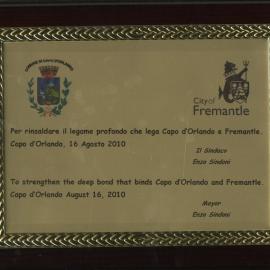 Sister City - Capo D'Orlando - Plaque