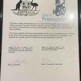 Framed Certificate - Land Transfer