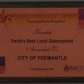 Plaque - Perth Environment Award