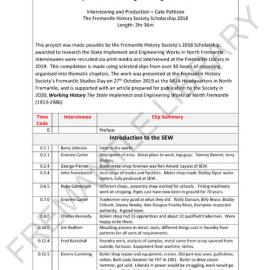 State Engineering Works Oral History Project, 2019 [Index Guide]