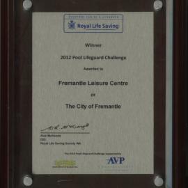 Plaque - Royal Lifesaving - Fremantle Leisure Centre