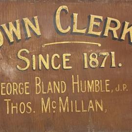 Council Honour Board - Town Clerk - 1871-1947