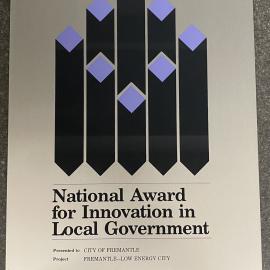 Certificate - National Award for Innovation in Local Government - City of Fremantle Low Energy City 1987