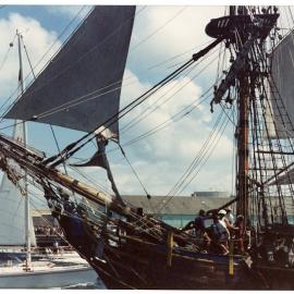 Departure of the re-enactment fleet for the 200th Anniversary of arrival of the First Fleet in 1788.