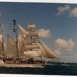 Departure of the re-enactment fleet for the 200th Anniversary of arrival of the First Fleet in 1788.
