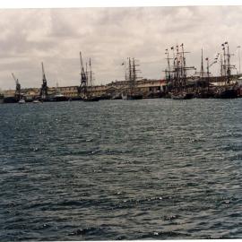 Departure of the re-enactment fleet for the 200th Anniversary of arrival of the First Fleet in 1788.