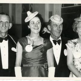 Bridal party of four - Father with bridesmaid ON left, Lynda Edwards (nee Draper?) 2nd from left.